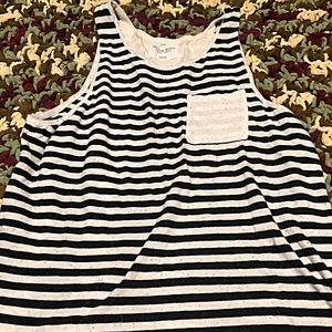 Black and white striped top, skater style length